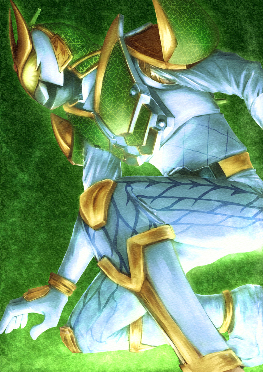 kamen rider zangetsu (kamen rider and 1 more) drawn by ojamu_(kotarou)
