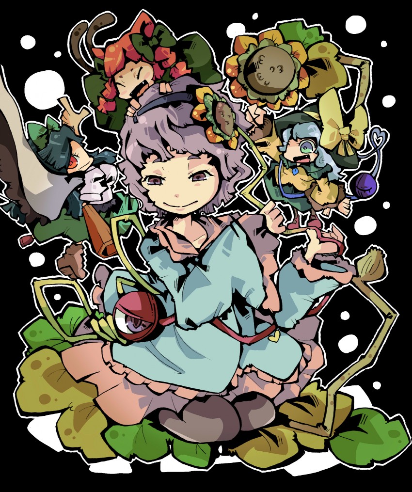 komeiji koishi, komeiji satori, kaenbyou rin, and reiuji utsuho (touhou) drawn by glisten