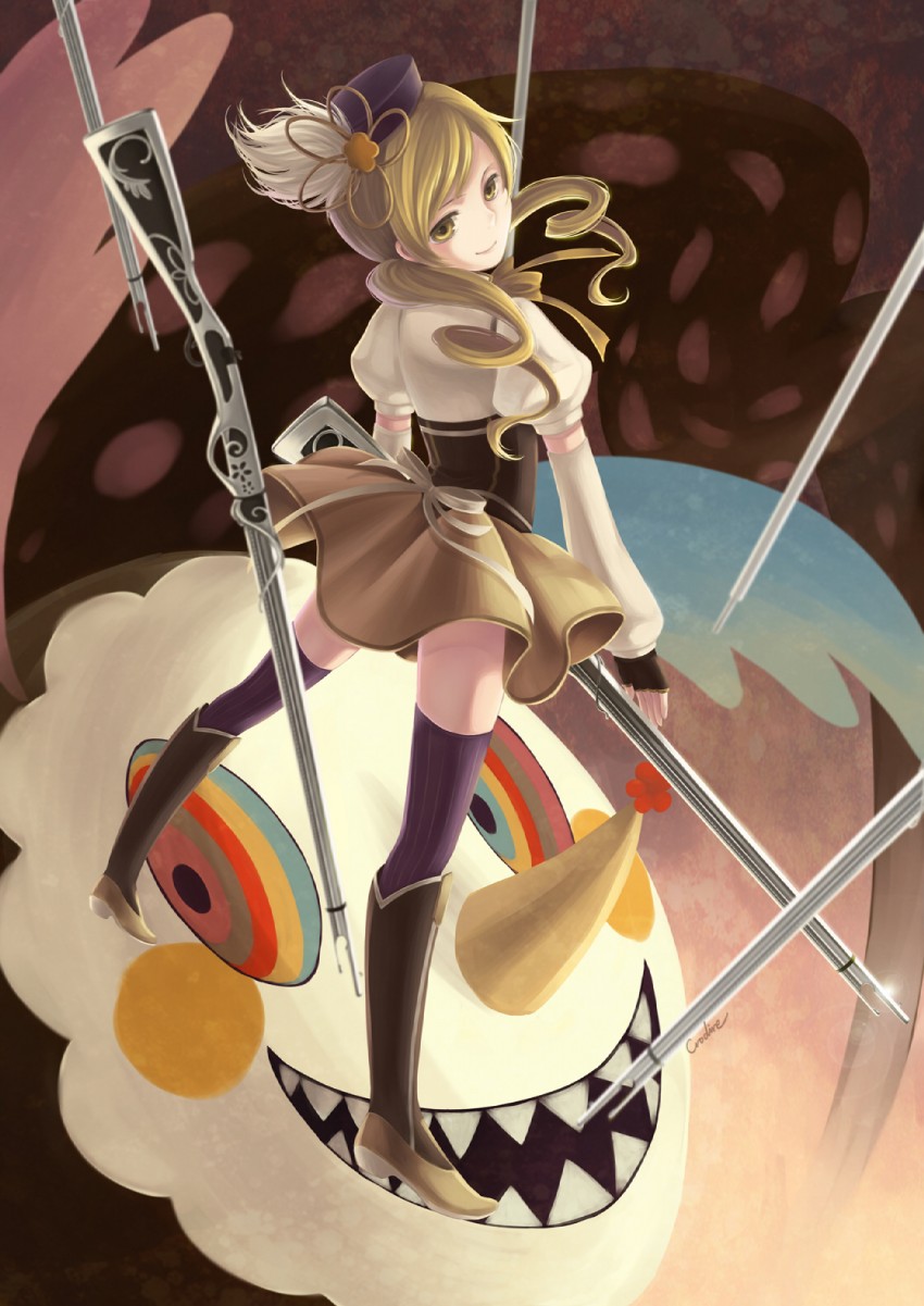 tomoe mami and charlotte (mahou shoujo madoka magica) drawn by crodire