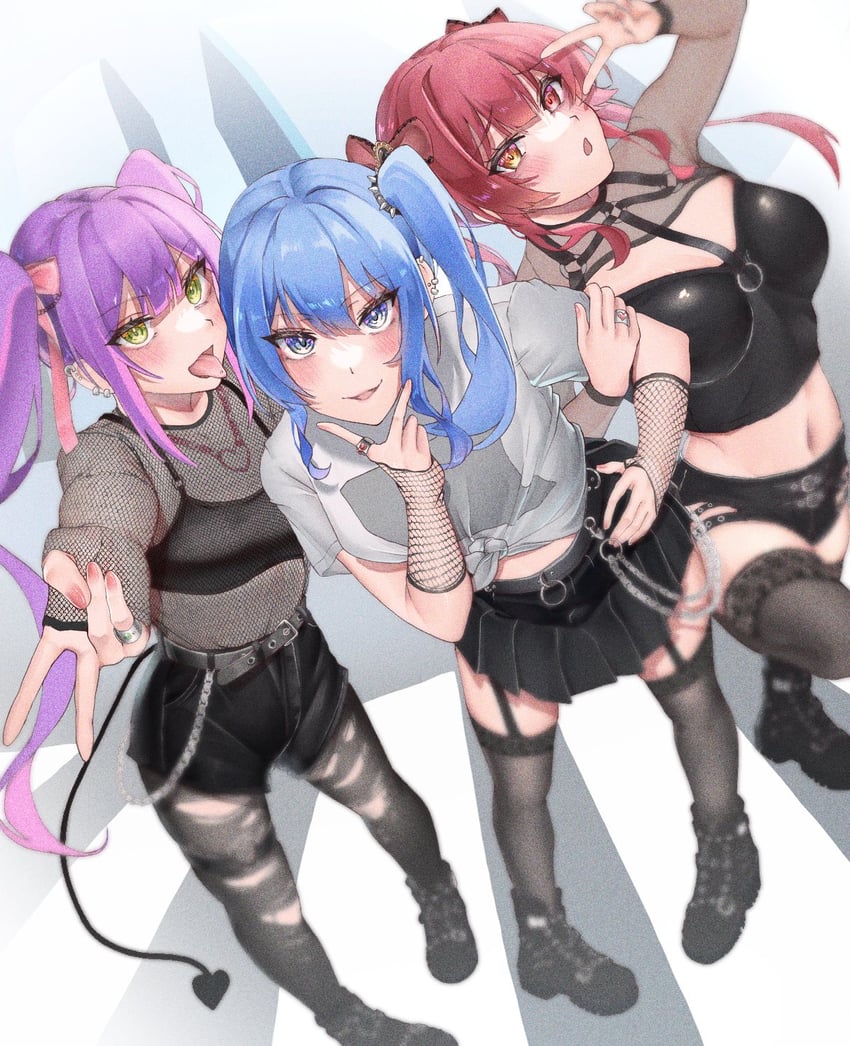 houshou marine, hoshimachi suisei, and tokoyami towa (hololive) drawn by muchiyaki