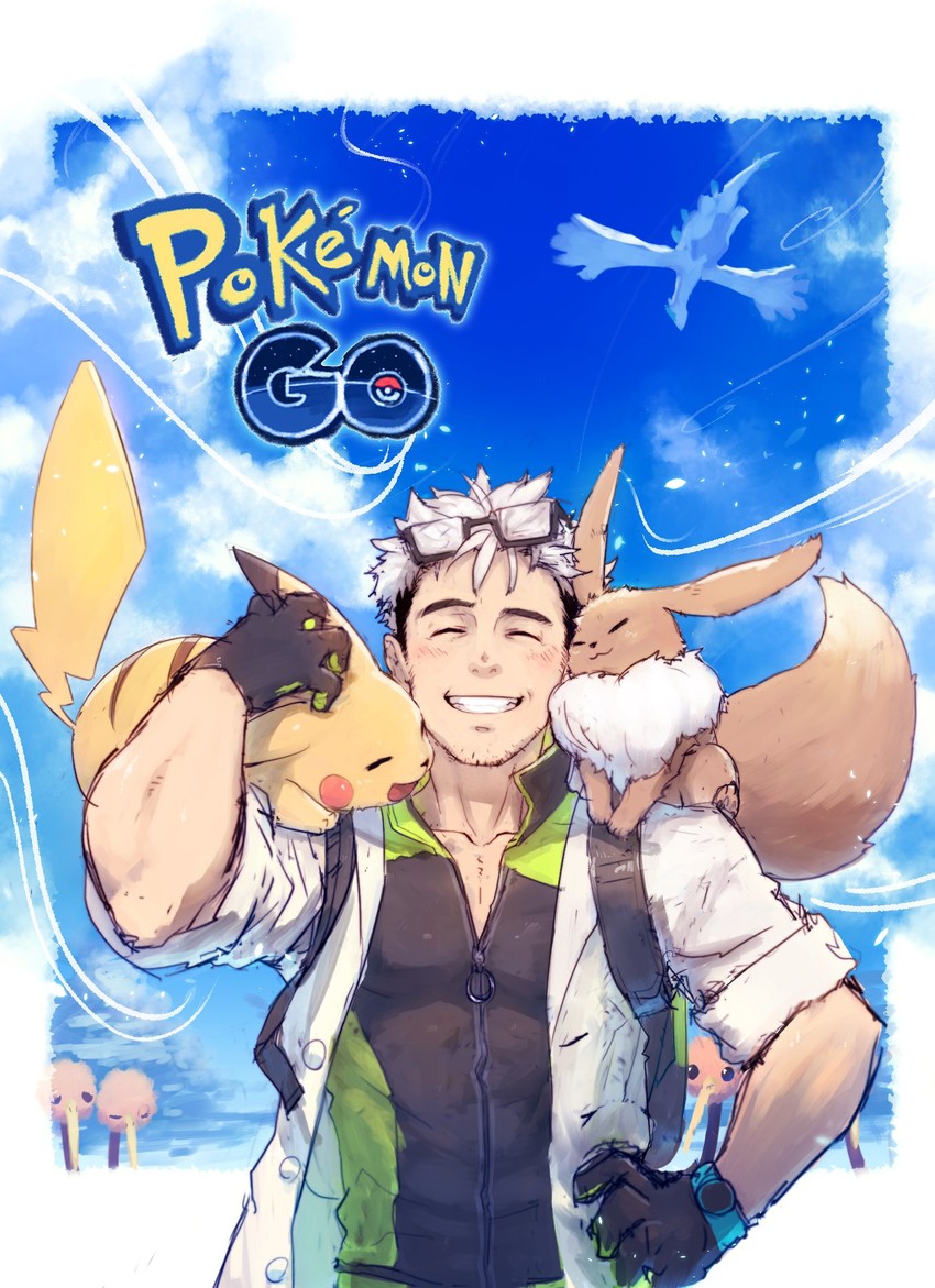 pikachu, eevee, lugia, doduo, and professor willow (pokemon and 2 more) drawn by p!k@ru
