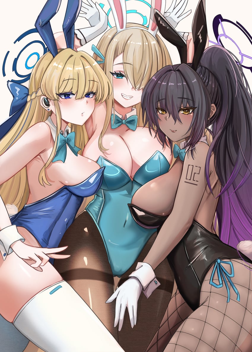 asuna, toki, and karin (blue archive) drawn by michill_1121