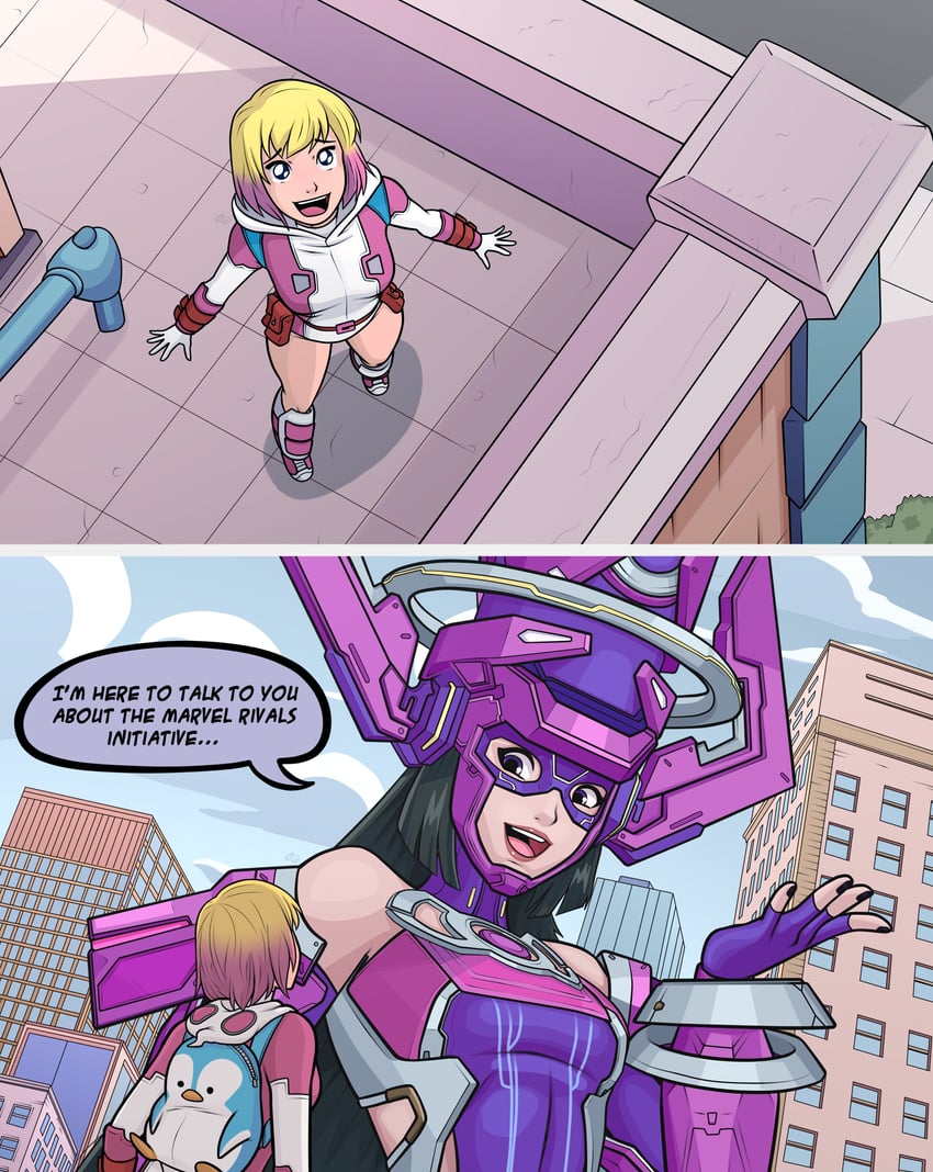 gwenpool and galacta (marvel and 3 more) drawn by kim_kai