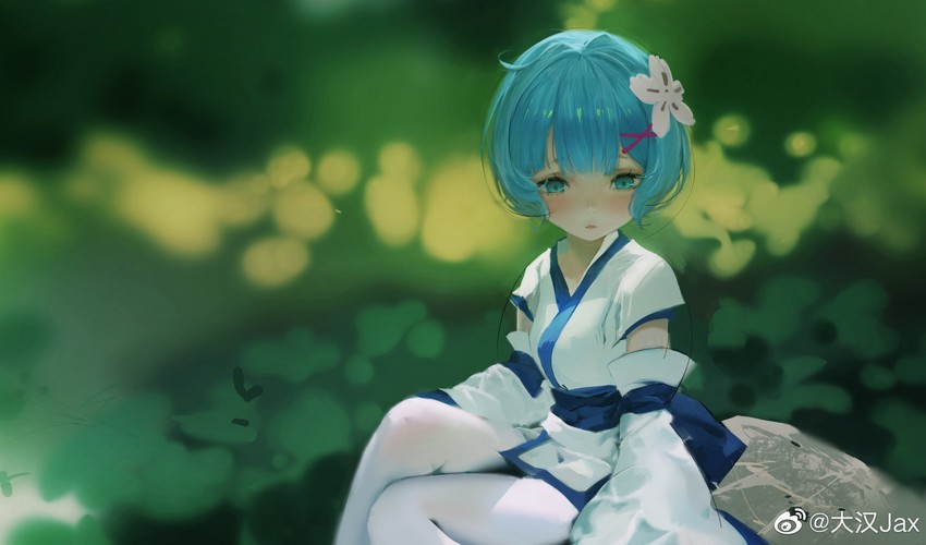 rem (re:zero kara hajimeru isekai seikatsu) drawn by dahan_jax