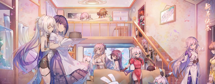 elysia, kiana kaslana, raiden mei, fu hua, bronya zaychik, and 7 more (honkai and 2 more) drawn by caisena