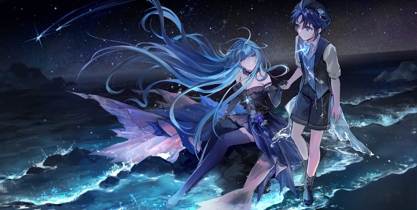 aeon, whales toward sea, and marina (nikki and 1 more) drawn by yuzhou_natie_ya