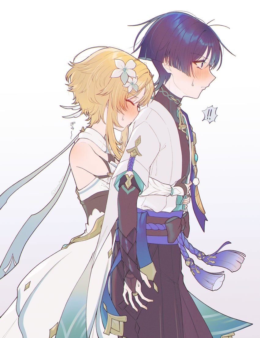 lumine, scaramouche, and wanderer (genshin impact) drawn by amano_hotaru_(hotaama)