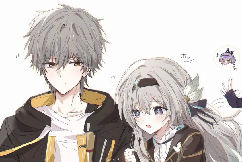 trailblazer, firefly, caelus, and silver wolf (honkai and 1 more) drawn by hsr_shiro
