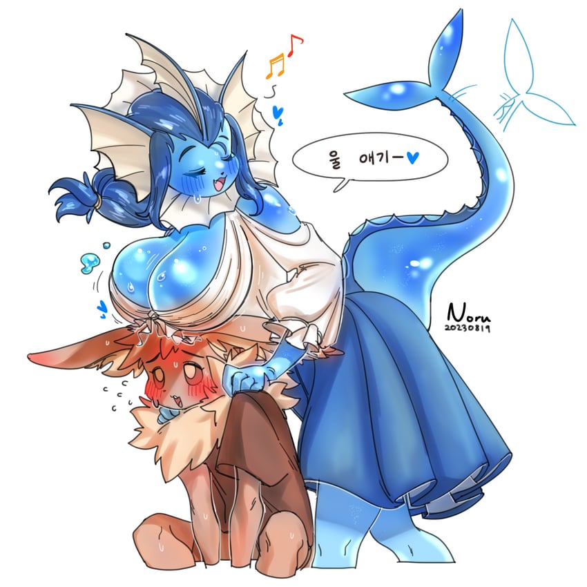 eevee and vaporeon (pokemon) drawn by noru_(noruru3737)