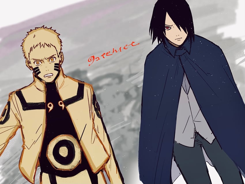 uzumaki naruto and uchiha sasuke (naruto and 1 more) drawn by 2tenset