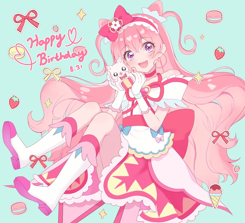 nagomi yui, cure precious, and kome-kome (precure and 1 more) drawn by hiru_(user_dzge7447)