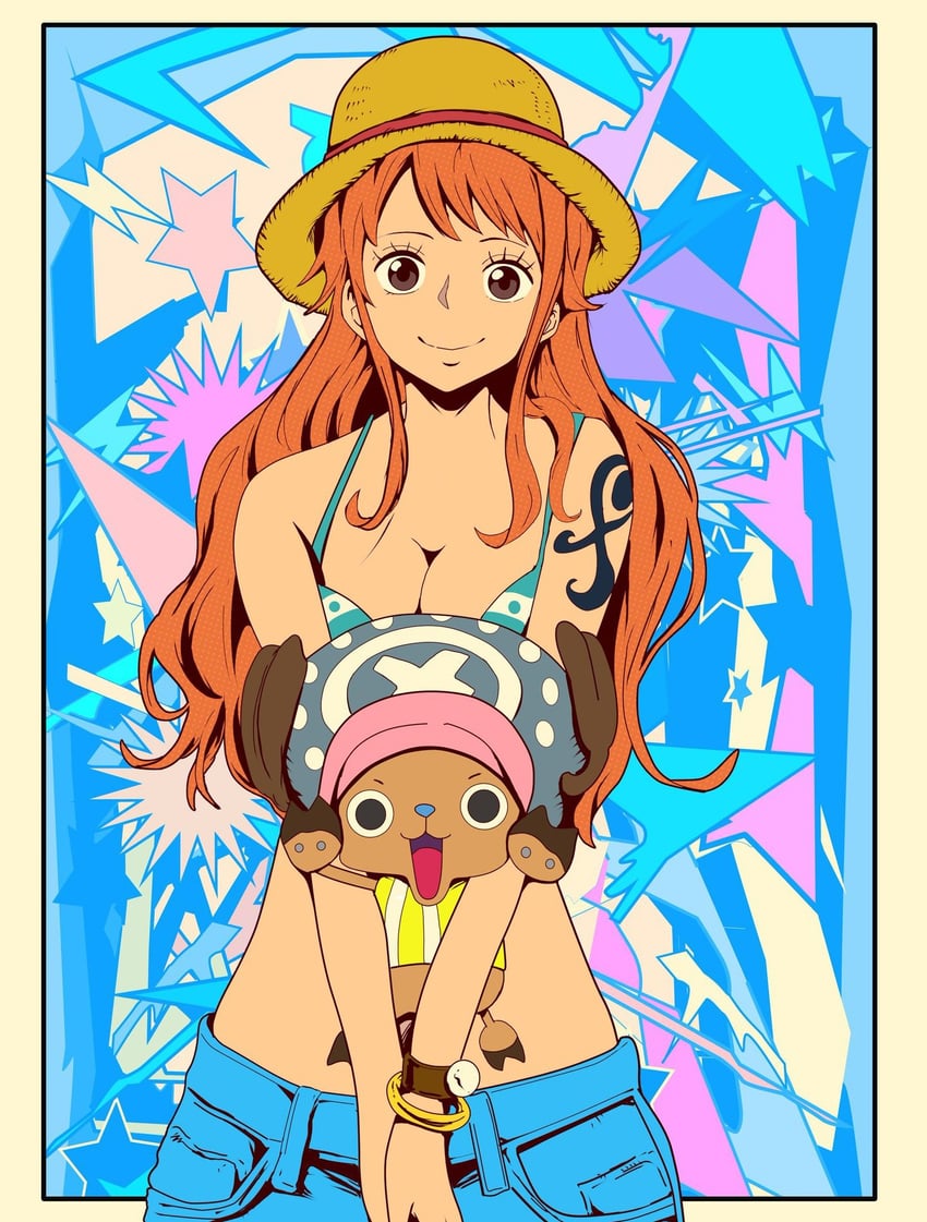 nami and tony tony chopper (one piece) drawn by laika2slip
