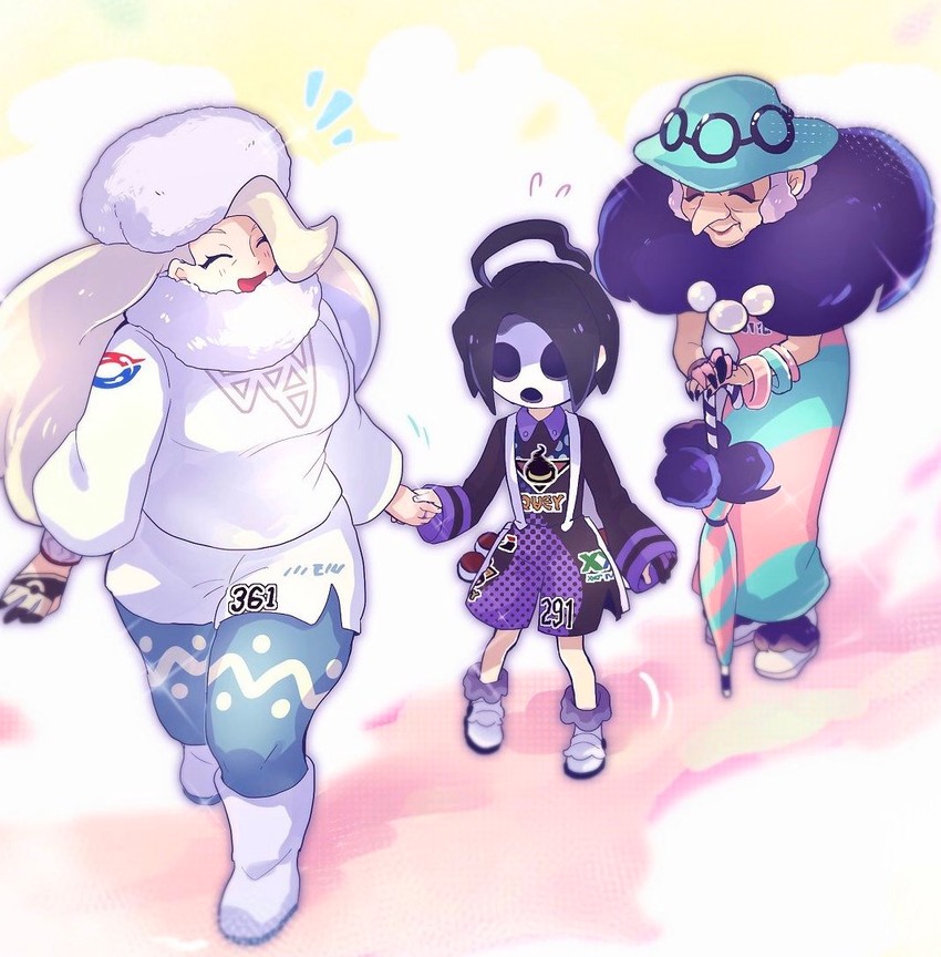 allister, melony, and opal (pokemon and 1 more) drawn by chiimako