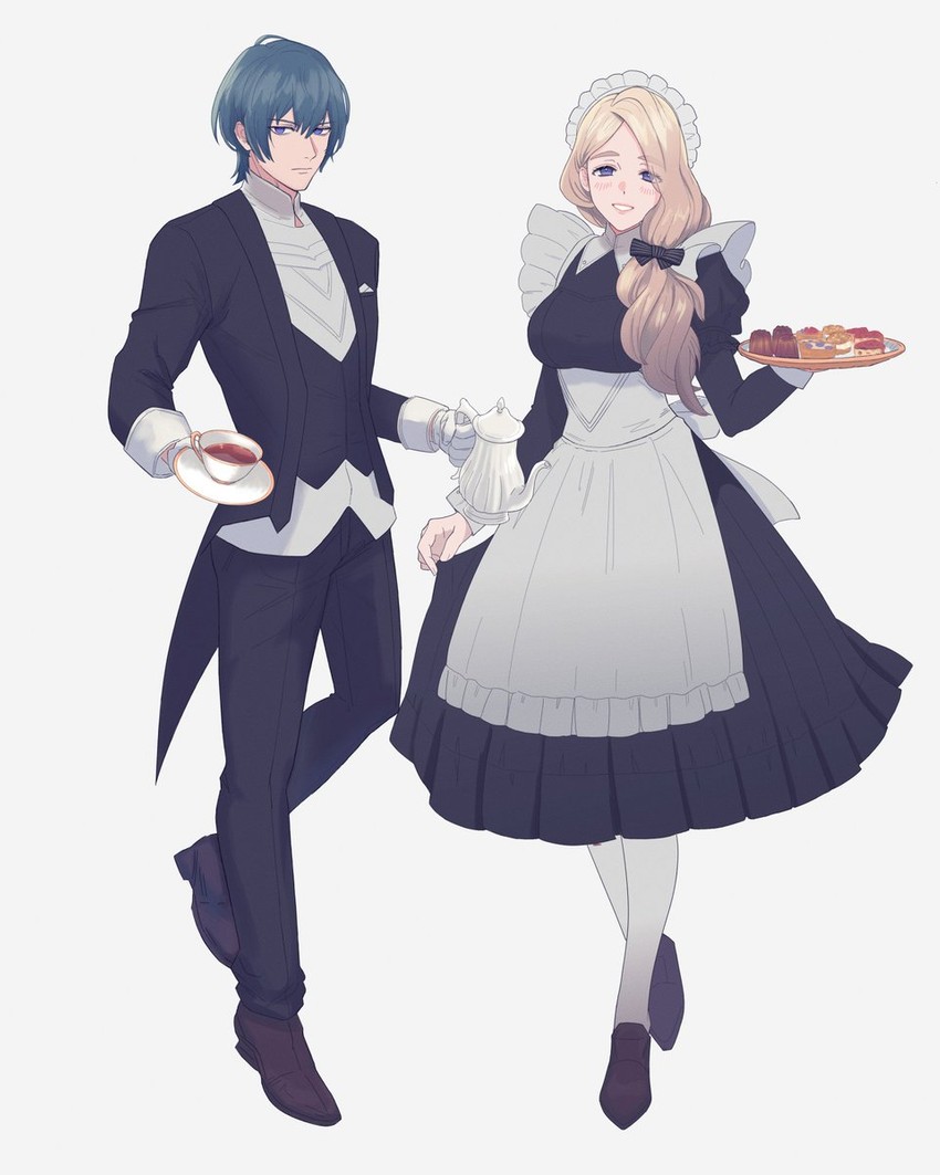 male byleth and mercedes von martritz (fire emblem and 1 more) drawn by adz_lrp