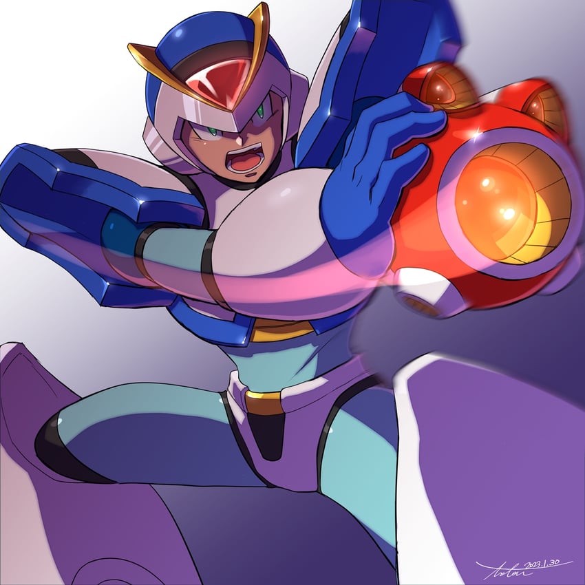 x and first armor x (mega man and 2 more) drawn by kamiyama_teten