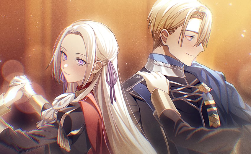 edelgard von hresvelg and dimitri alexandre blaiddyd (fire emblem and 1 more) drawn by soma_otakuu