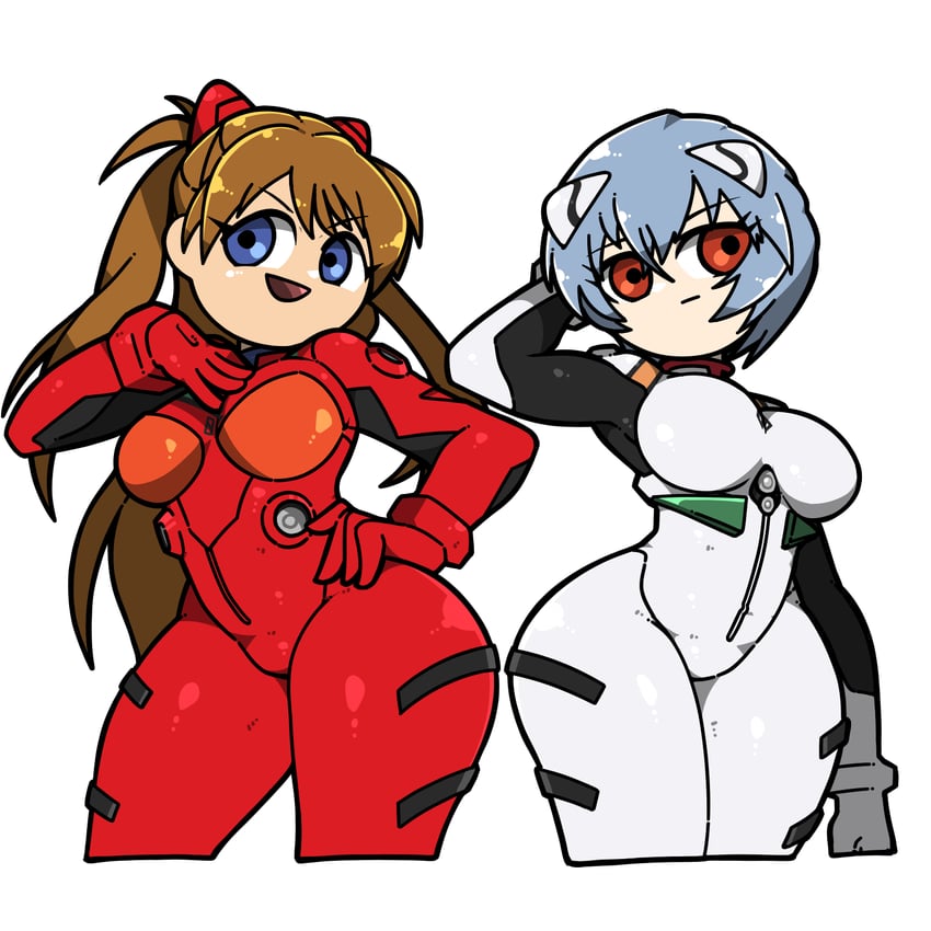 souryuu asuka langley and ayanami rei (neon genesis evangelion) drawn by name_omoitukan2