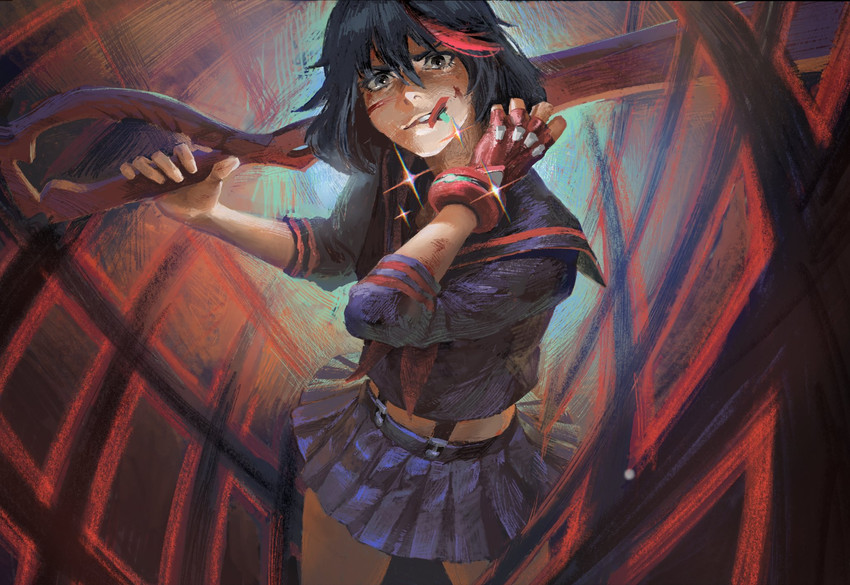 matoi ryuuko and senketsu (kill la kill) drawn by 5ummer_704