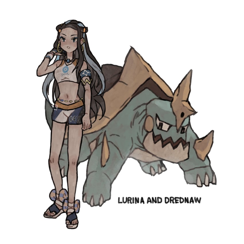 nessa and drednaw (pokemon and 1 more) drawn by ichi_kawa_ichi
