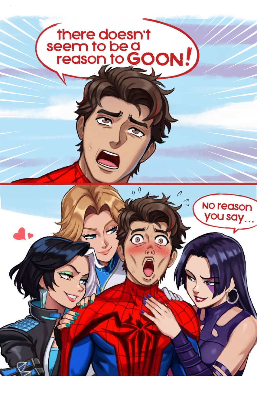 spider-man, psylocke, sue storm, peter parker, and luna snow (marvel and 4 more) drawn by neggoartz