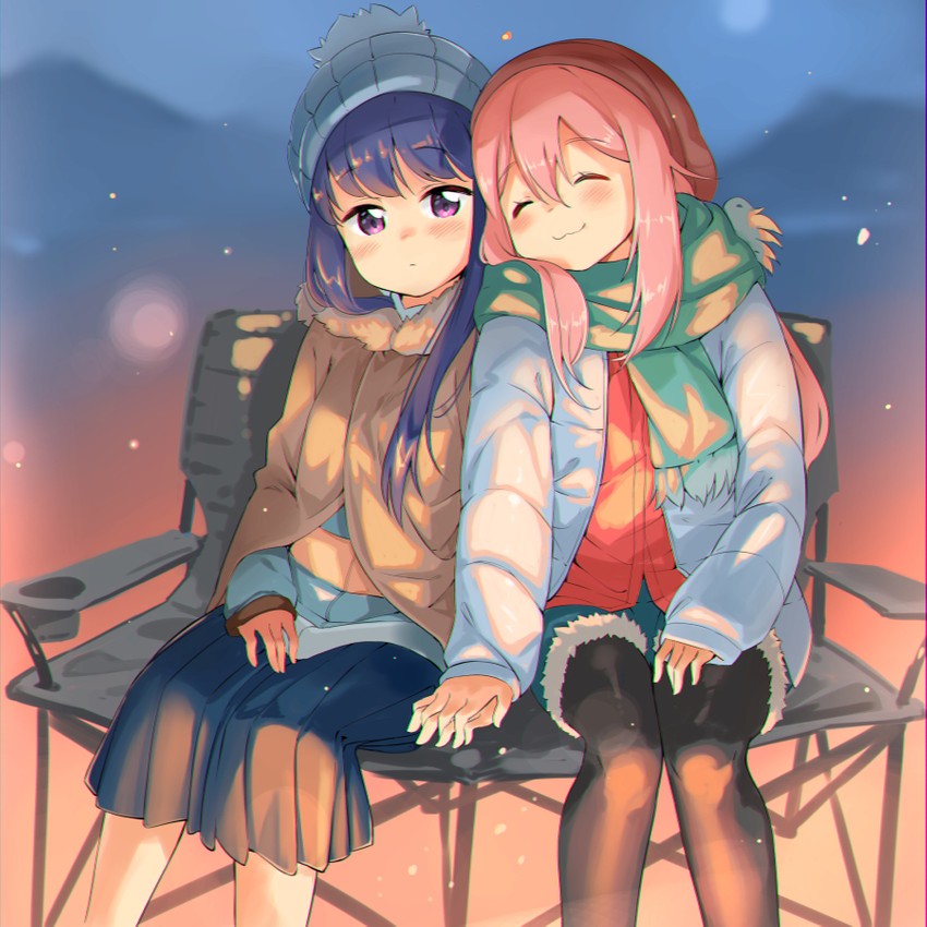 shima rin and kagamihara nadeshiko (yurucamp) drawn by garun_wattanawessako