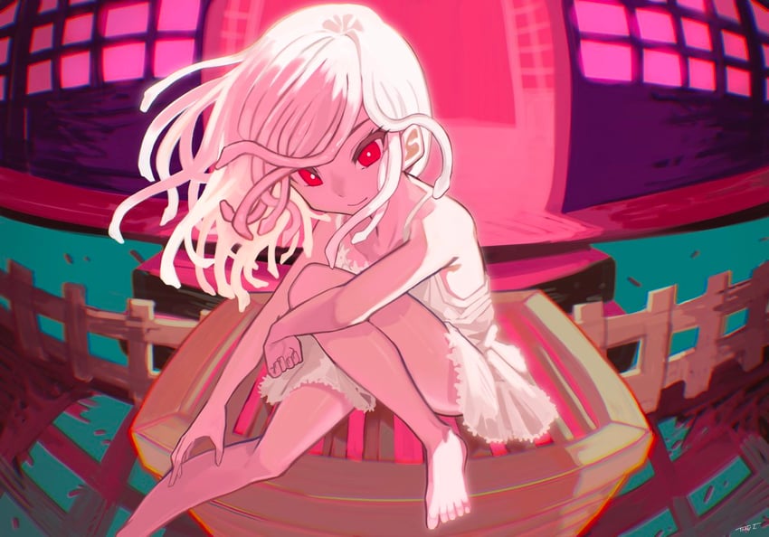 sengoku nadeko and god nadeko (monogatari and 1 more) drawn by tyaui_(xjju4435)