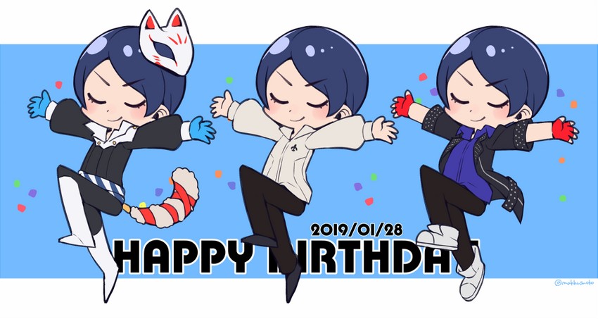 kitagawa yuusuke and fox (persona and 3 more) drawn by do_m_kaeru