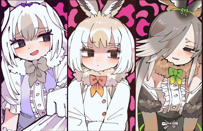 european hare, mountain hare, and snowshoe hare (kemono friends) drawn by kanmoku-san