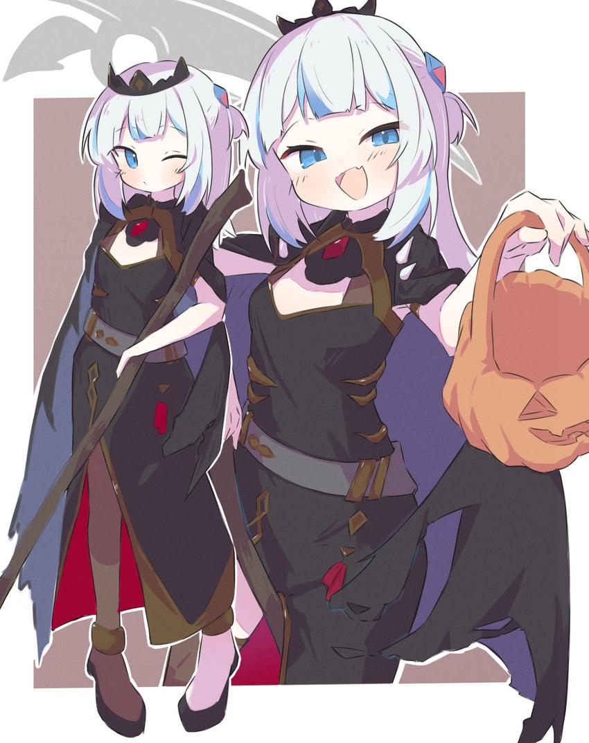 gawr gura and mori calliope (hololive and 1 more) drawn by inaririn