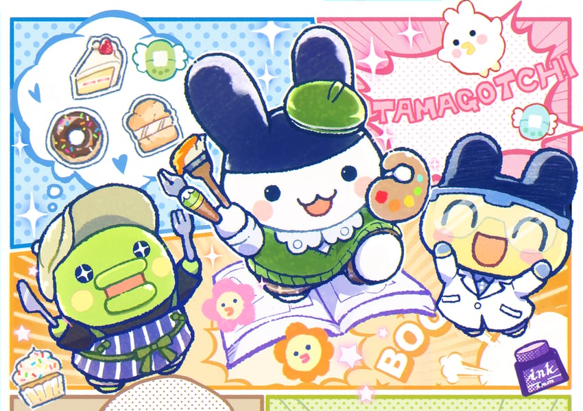 mametchi, kuchipatchi, mimitchi, and usatchi (tamagotchi and 1 more) drawn by 1119mna