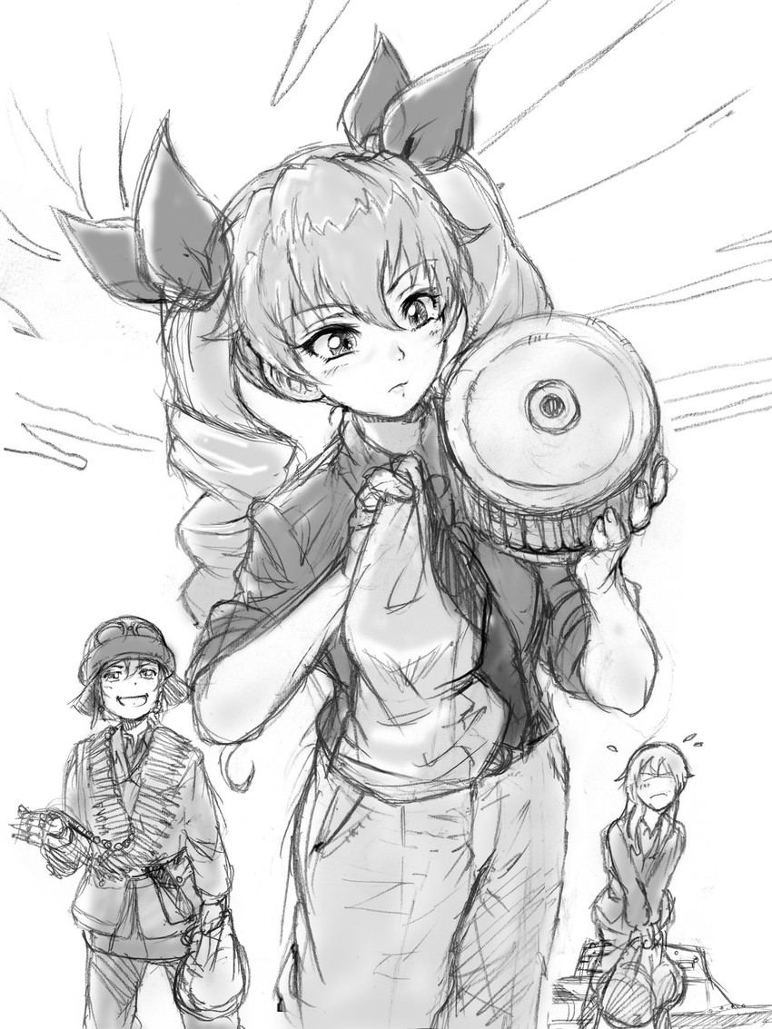 anchovy, pepperoni, and carpaccio (girls und panzer) drawn by yoshikawa_kazunori