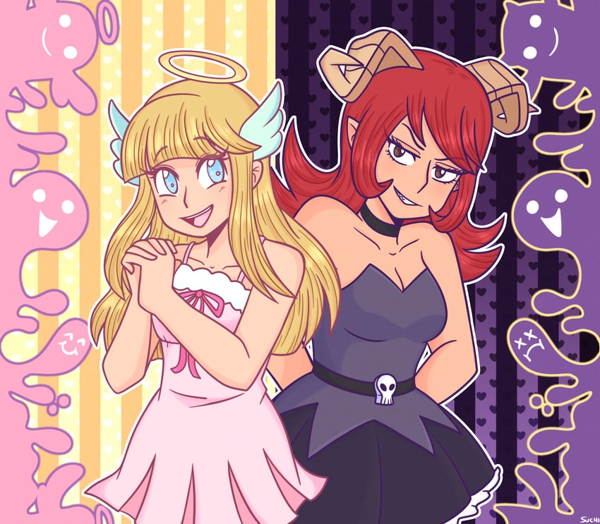 devil and angel (devilish hairdresser) drawn by suchimonix