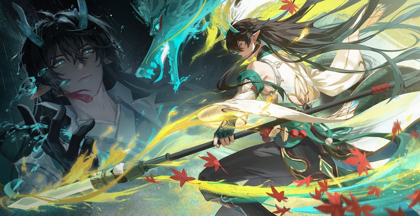 dan heng and dan feng (honkai and 1 more) drawn by naglus