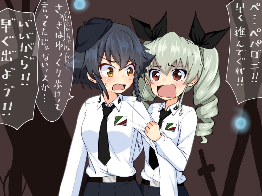 anchovy and pepperoni (girls und panzer) drawn by ruka_(piyopiyopu)