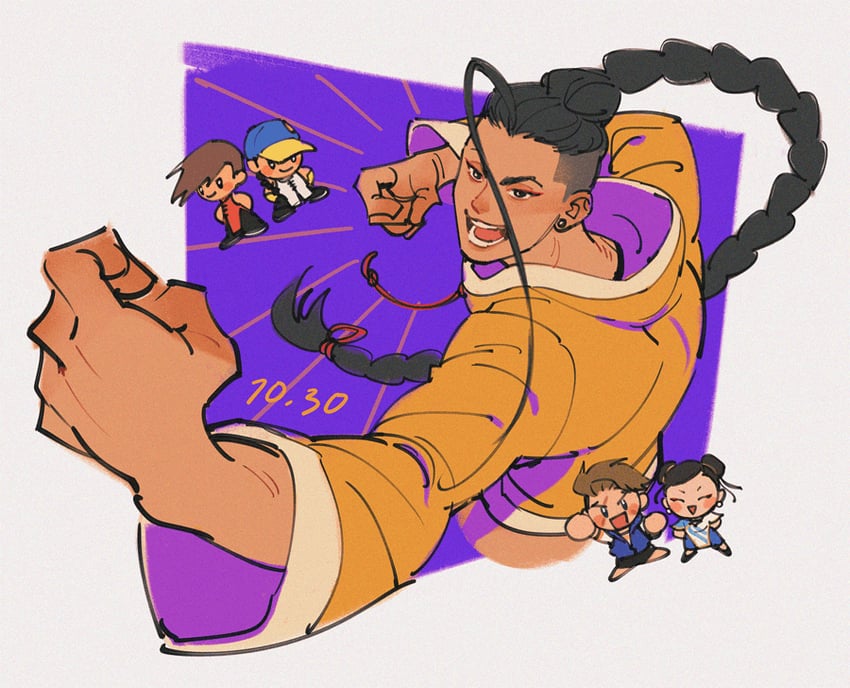 chun-li, luke sullivan, jamie siu, yun lee, and yang lee (street fighter and 1 more) drawn by ei_(k_m_d_r)