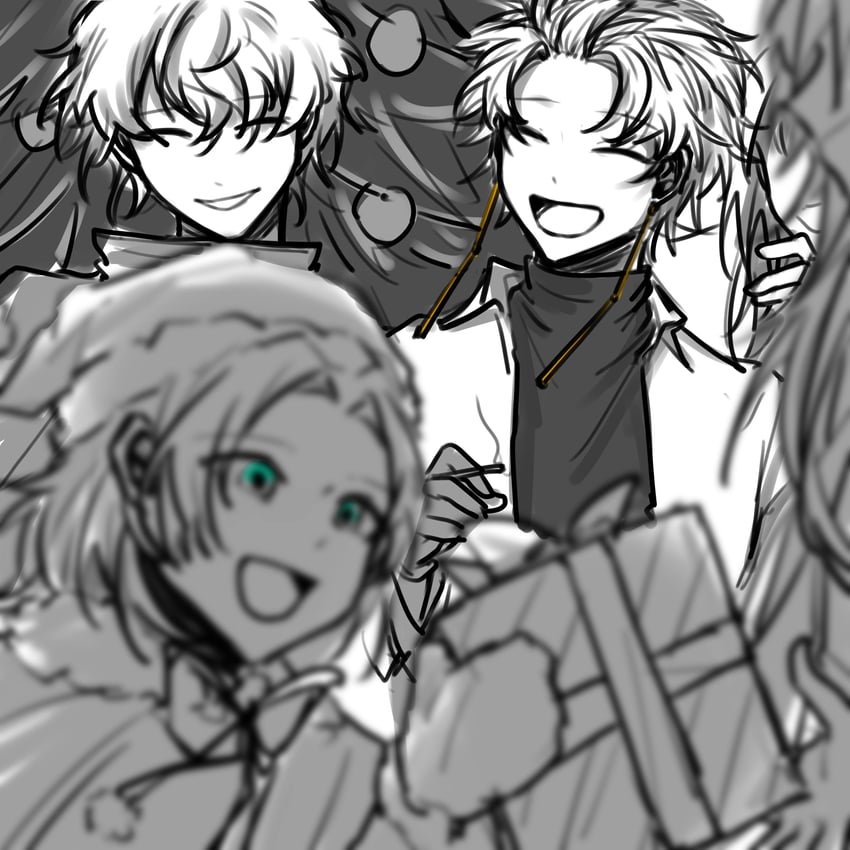 hatsutori hajime, utsugi noriyuki, theodore riddle, and enomoto noa (saibou shinkyoku) drawn by taiyang_lun