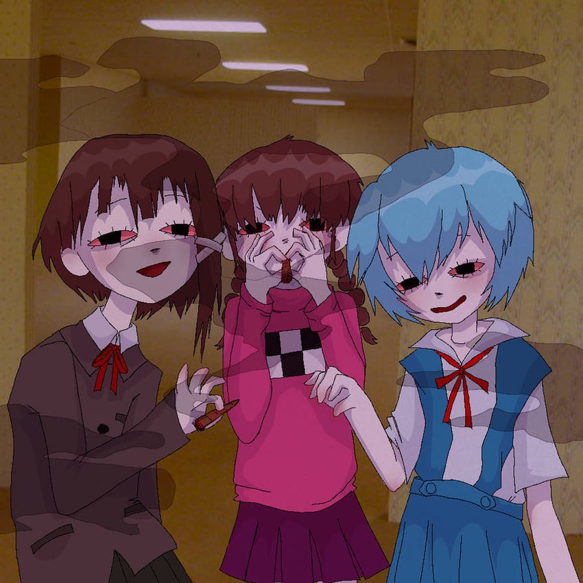 ayanami rei, madotsuki, and iwakura lain (neon genesis evangelion and 3 more) drawn by kebbyfish