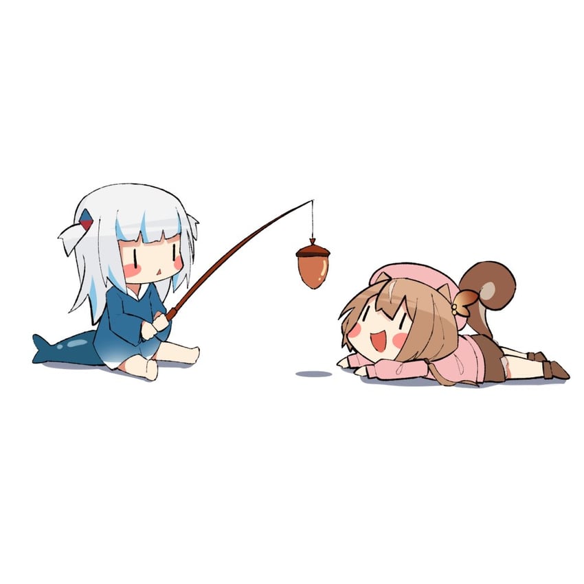 gawr gura and ayunda risu (hololive and 2 more) drawn by yuyu5x