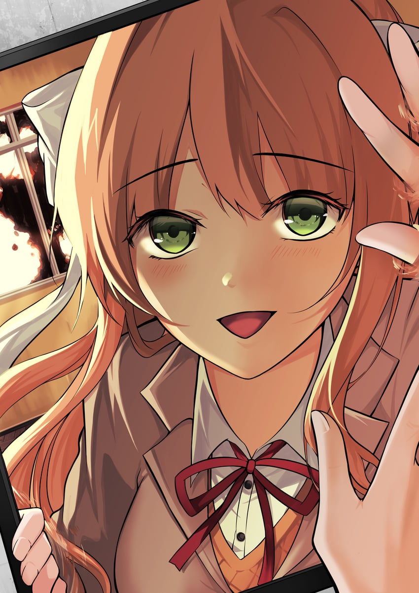 monika (doki doki literature club) drawn by mikumo_george