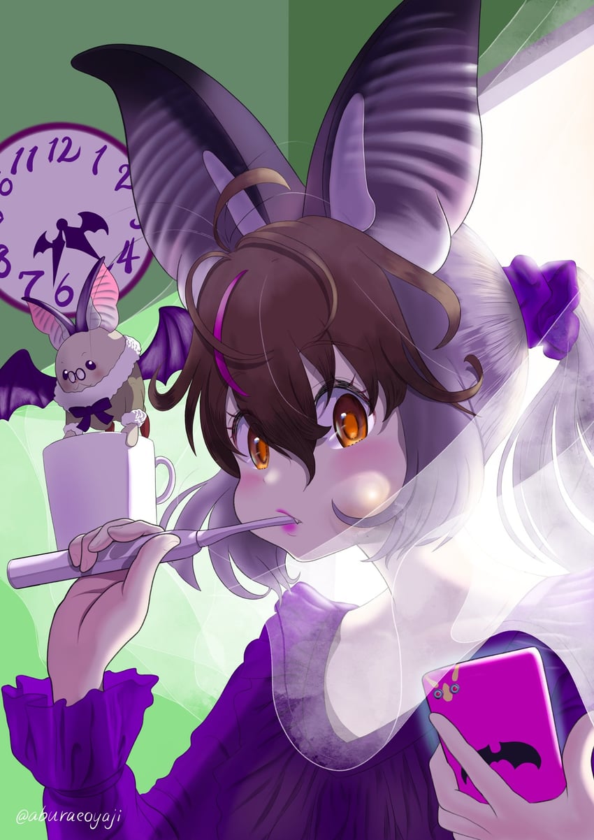 brown long-eared bat and poporu (kemono friends and 1 more) drawn by aburaeoyaji
