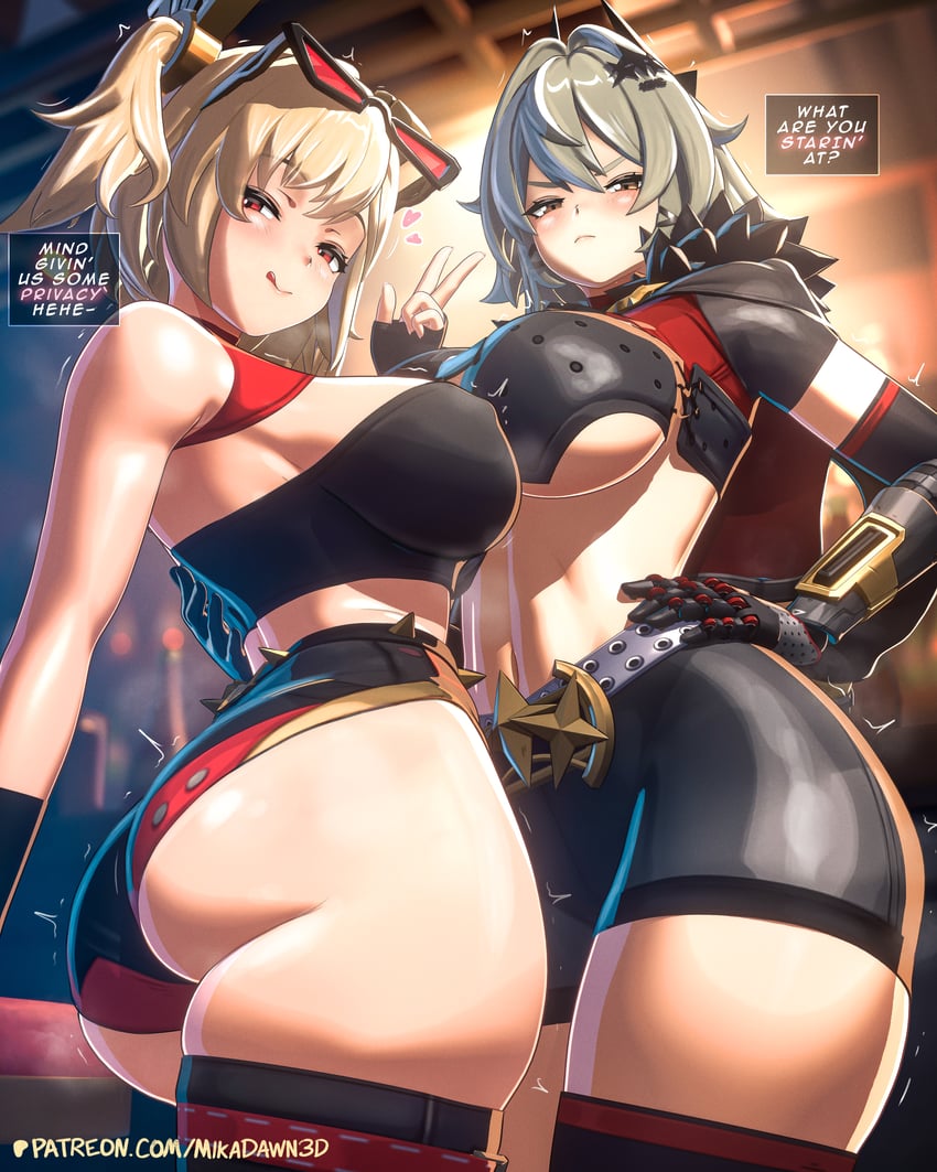 burnice white and caesar king (zenless zone zero) drawn by mika_dawn