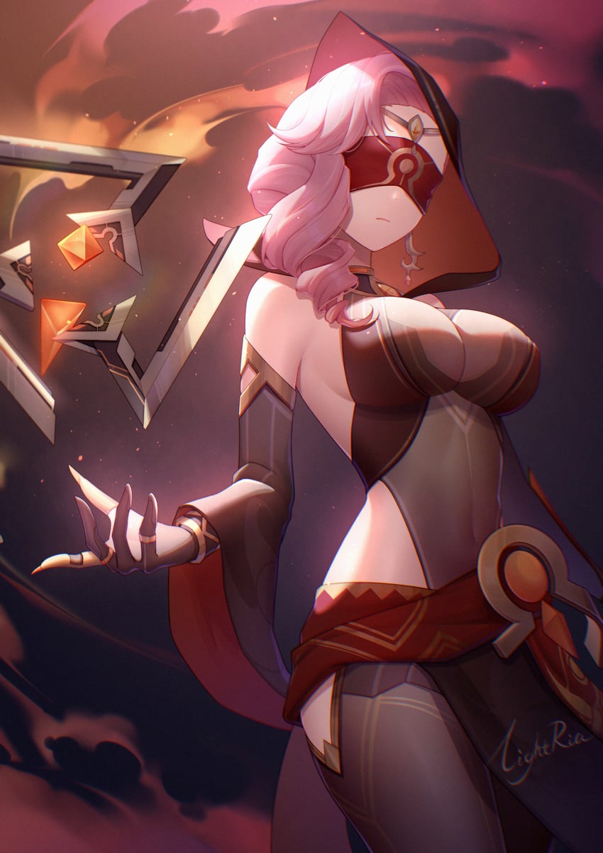 eremite scorching loremaster and babel (genshin impact) drawn by lightria