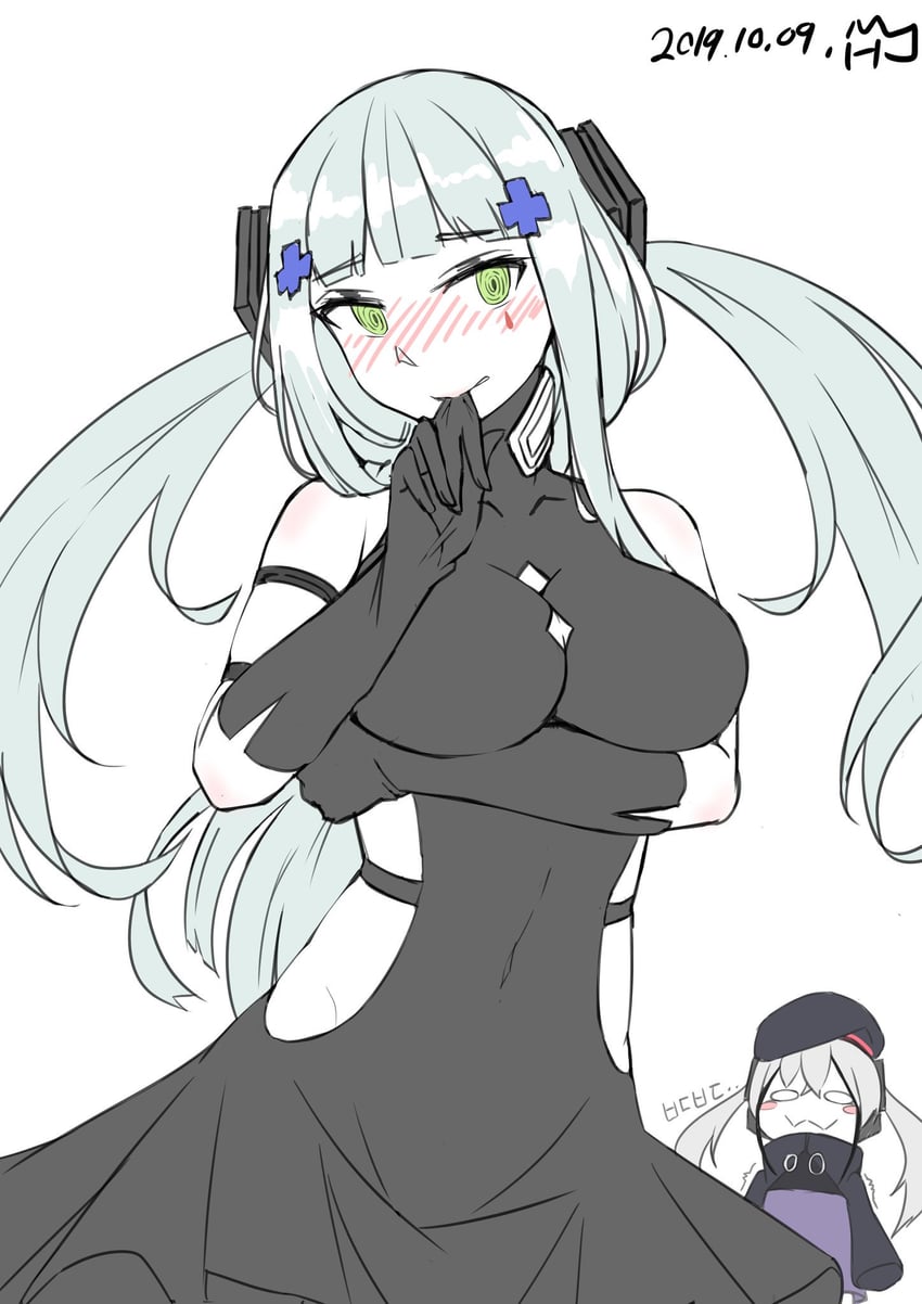 hk416, destroyer, and m4 sopmod ii jr (girls' frontline) drawn by jwh