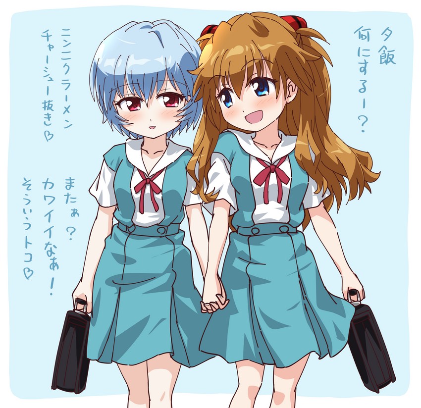 souryuu asuka langley and ayanami rei (neon genesis evangelion) drawn by inoue_kouji