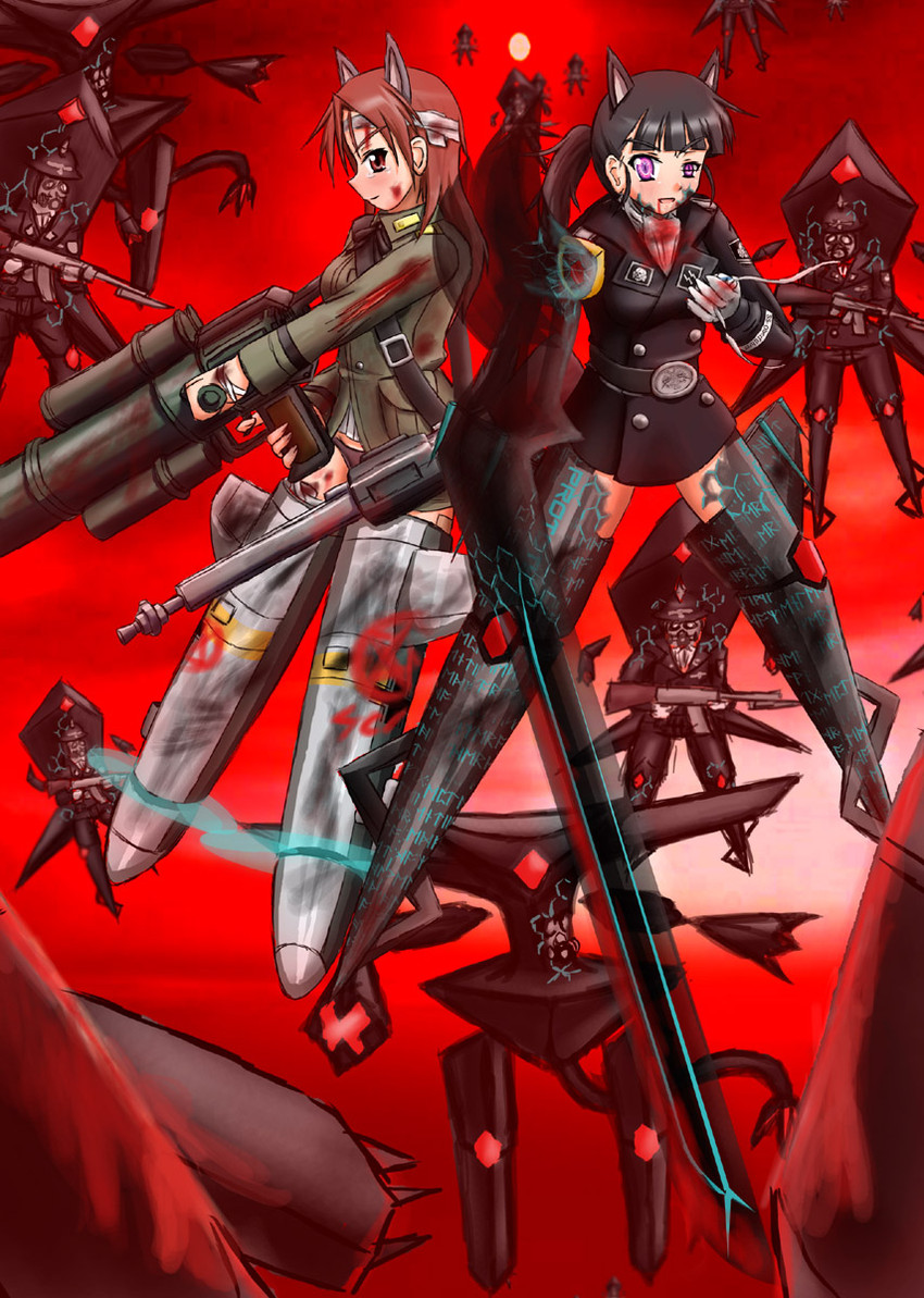 sakamoto mio, minna-dietlinde wilcke, and neuroi (world witches series and 1 more) drawn by morrie