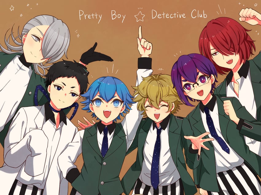 fukuroi mitsuru, ashikaga hyouta, doujima mayumi, yubiwa sousaku, soutouin manabu, and 1 more (bishounen series) drawn by piatin