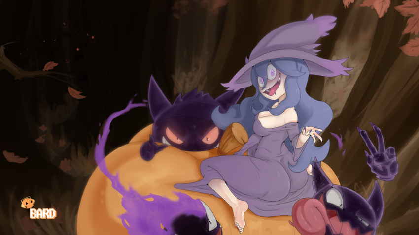hex maniac, gengar, gastly, and haunter (pokemon and 1 more) drawn by spicy_bardo