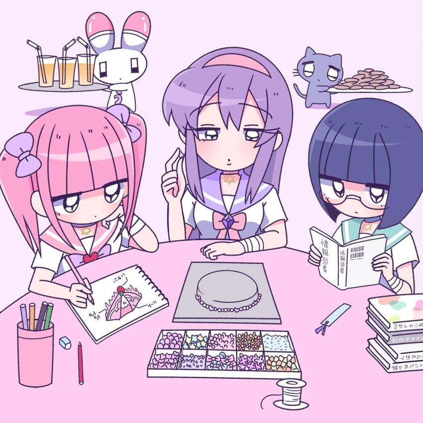 menhera-chan, usatan, sabukaru-chan, yumekawa-chan, and nekotan (menhera-chan) drawn by ezaki_bisuko