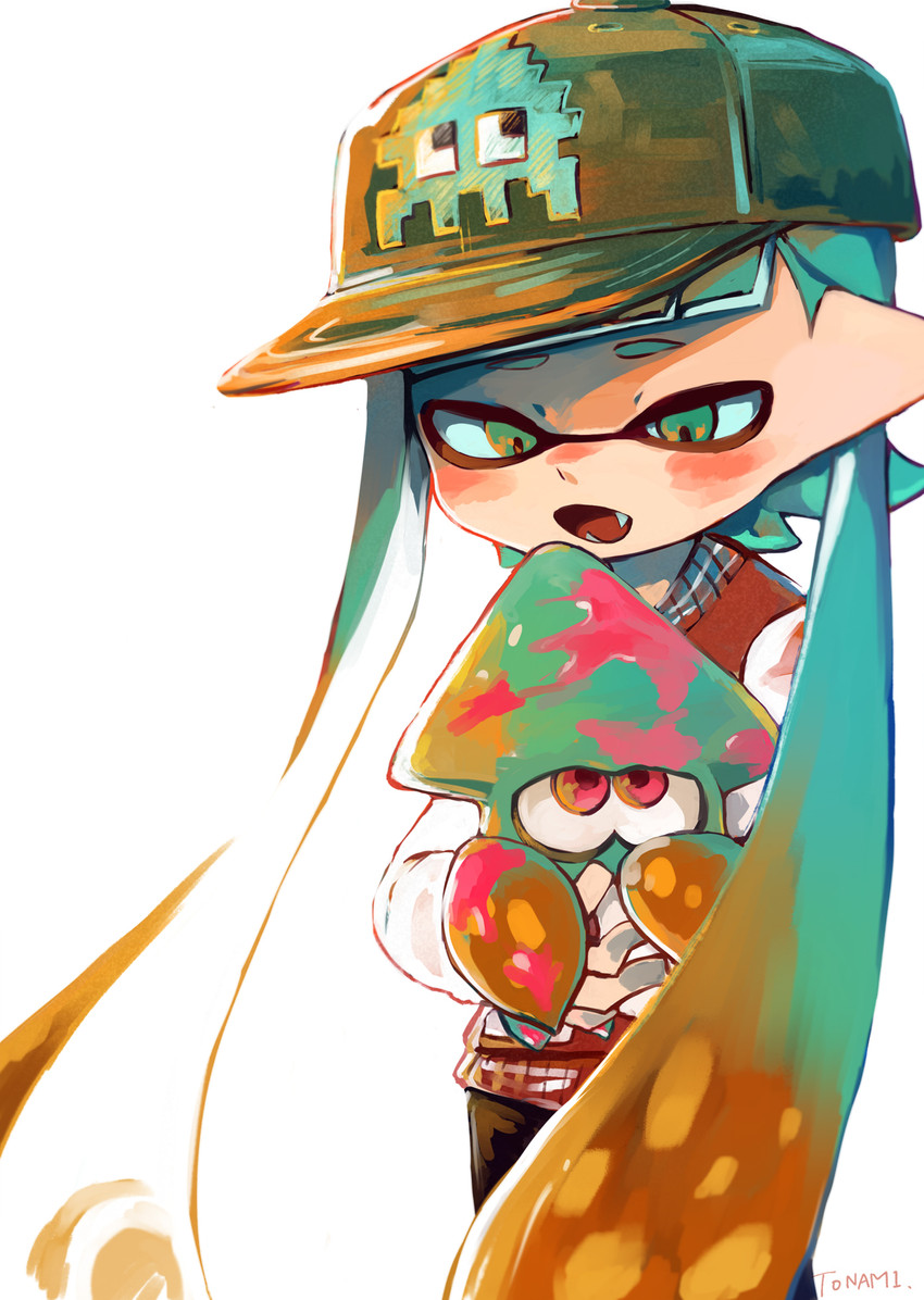 inkling player character and inkling girl (splatoon) drawn by tona_bnkz