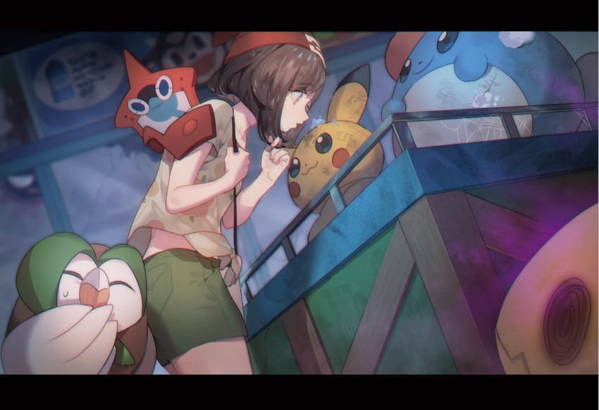 pikachu, selene, rotom, mimikyu, marill, and 2 more (pokemon and 1 more) drawn by zuizi